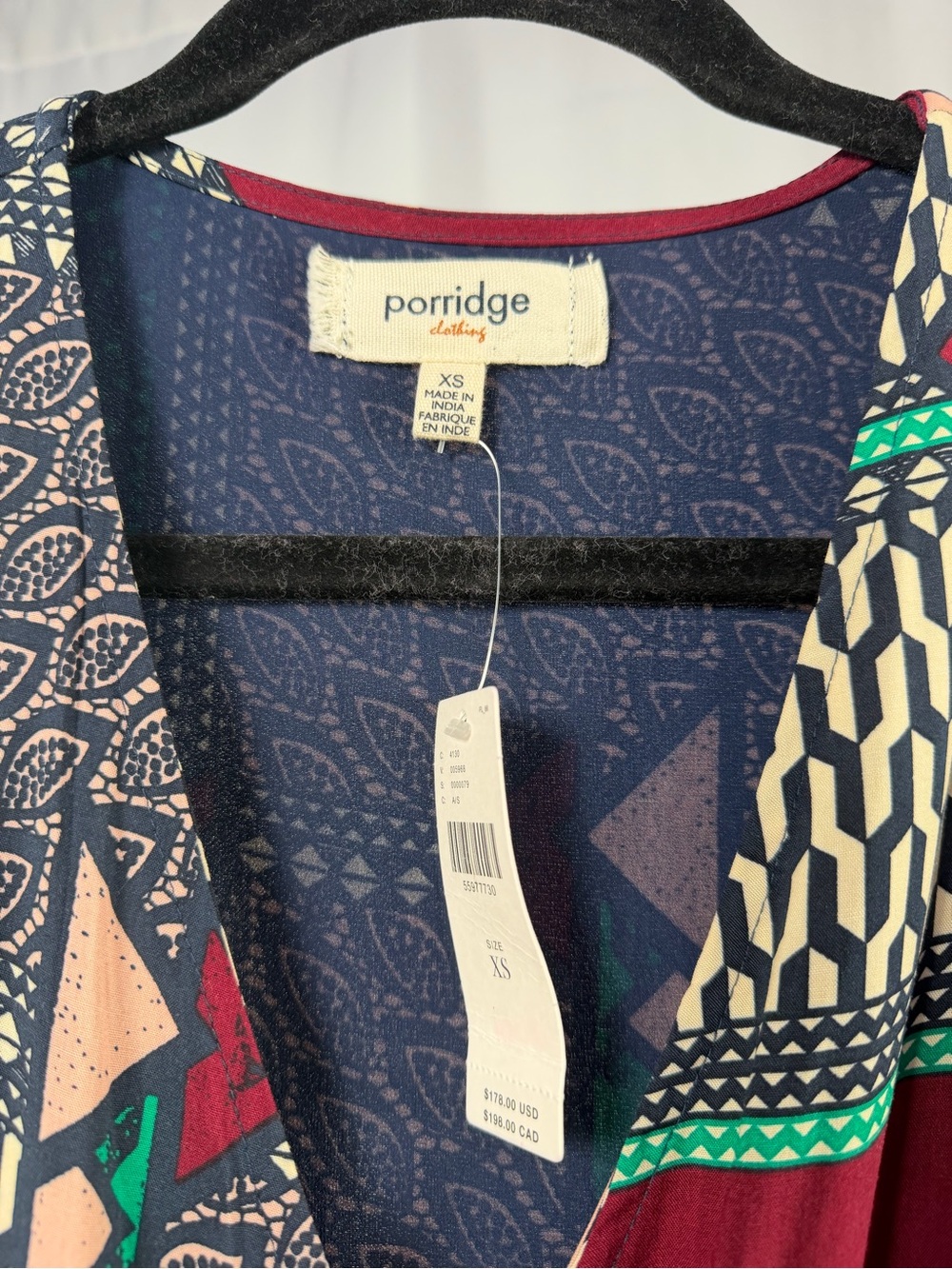 NWT Anthropologie Porridge Multi Color Abstract Patch Work Wrap Maxi Dress XS - Picture 4 of 10